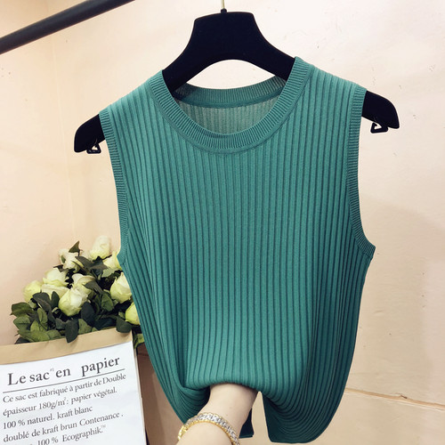 不起球圆领冰丝吊带背心