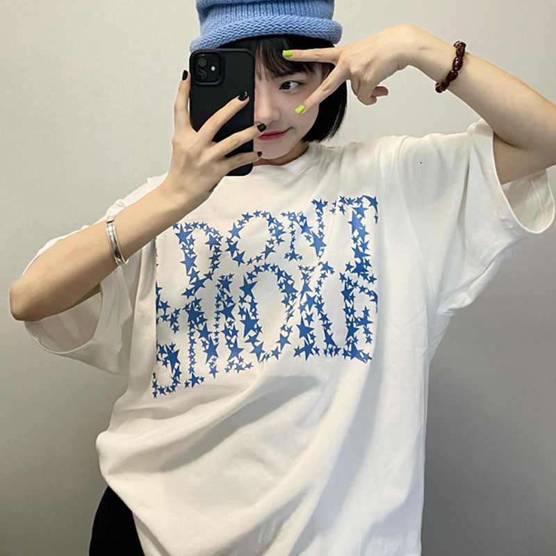 星星logo字母经典国潮情侣短袖t