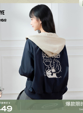 大力水手联名LAGOGO连帽外套女拉谷谷2025冬新款上衣OCWW519B33