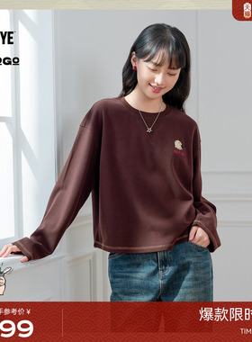 大力水手联名LAGOGO落肩卫衣女拉谷谷2025冬季新款上衣ODEE419D52