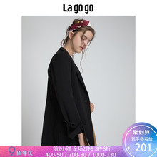 HCWW338A76 外套女中长款 Lagogo2019春秋装 纯色简约OL休闲西装