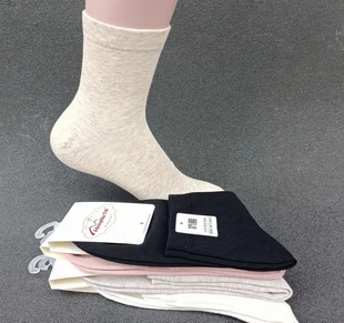 纯棉中长筒防臭吸汗袜简约中筒 梦娜3252全棉女袜秋冬款 6双 包邮
