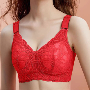 90E全罩杯大红内衣胖MM大码 聚拢调整型收副乳薄女大胸显小文胸罩