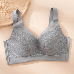胖MM大码 全罩杯95E内衣薄大胸显小大红无磁聚拢收副乳防下垂文胸