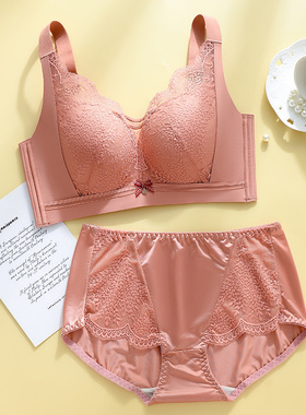 薄款收副乳大胸显小5扣文胸套装大码胖MM全罩杯100E提拉性感内衣