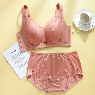 薄款收副乳大胸显小5扣文胸套装大码胖MM全罩杯100E提拉性感内衣