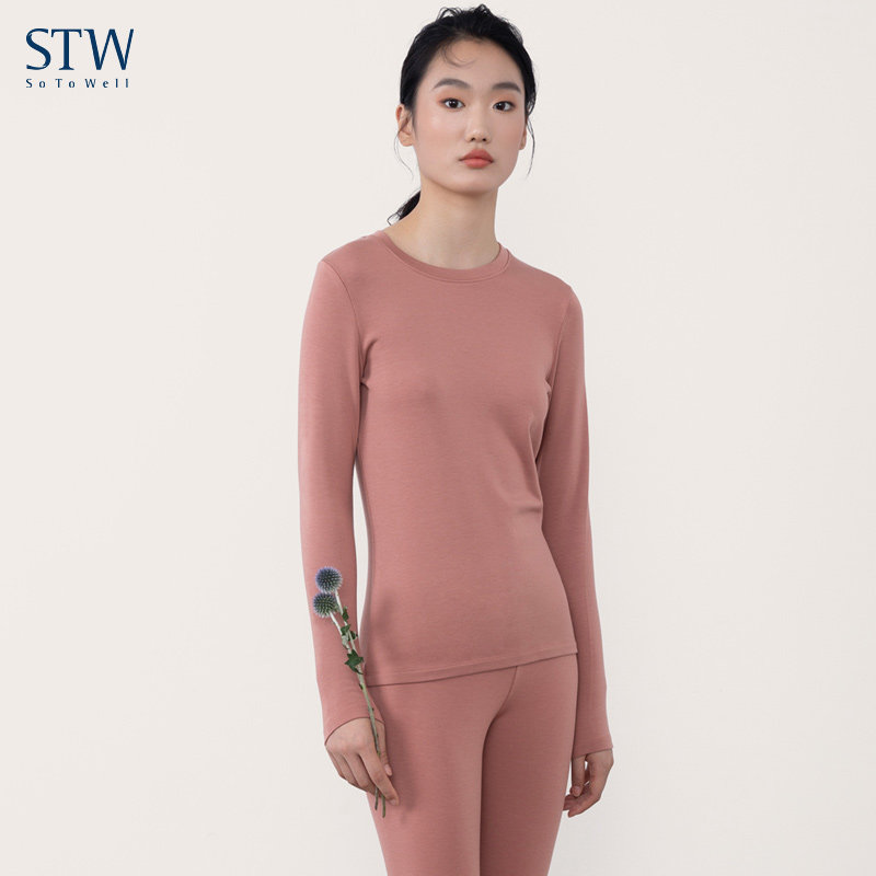 STW保暖套装女加绒加厚贴身保暖内衣打底冬季棉毛衫圆领秋衣秋裤