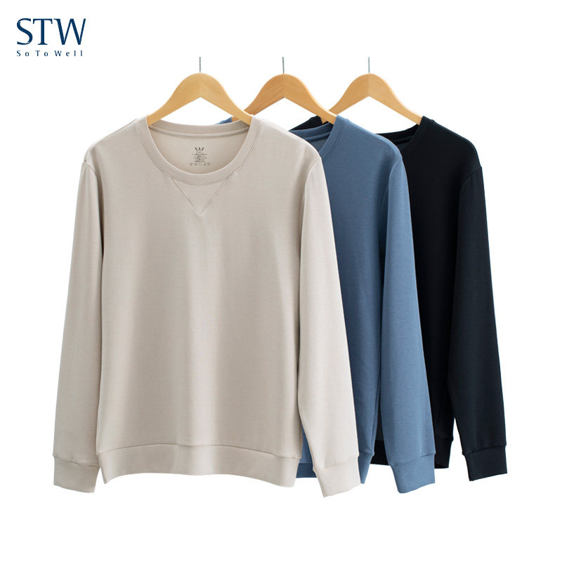 STW 모달 열 의류 남성은 겨울에 긴팔 셔츠를 입을 수 있습니다. 독일 벨벳 난방 로우 칼라 코튼 스웨터 가을 옷