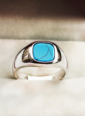 男女钛钢时尚绿松石戒指简约百搭