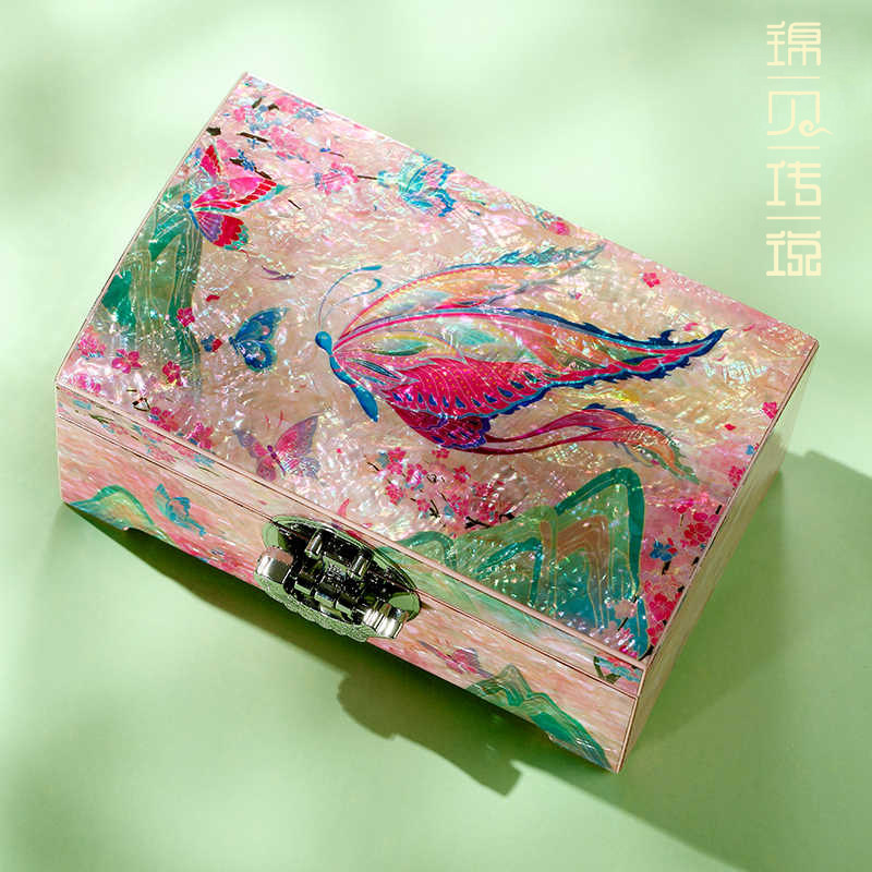 锦贝传说螺钿轻奢复古高档珠宝首饰盒送闺蜜女朋友生日结订婚礼物