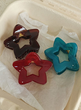mini star！小号星星抓夹半扎盘发鲨鱼夹后脑勺发抓百搭气质发饰