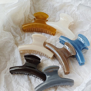 韩版新款莫兰迪色弧形时尚简约高级感盘发抓夹鲨鱼夹发饰发夹