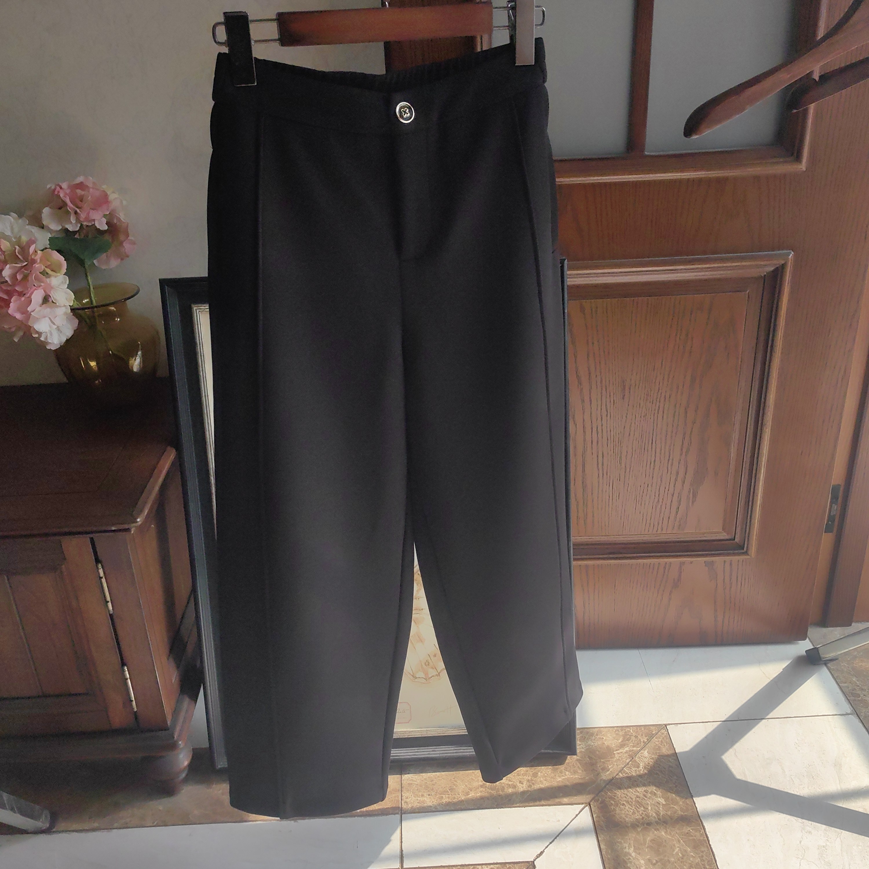 100%柞蚕丝女士拉绒九分锥形裤 挺括有型显瘦保暖加厚