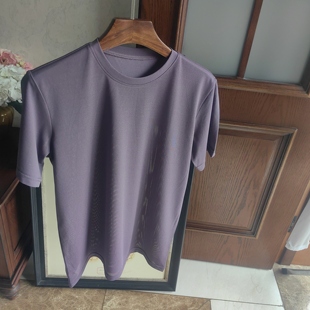 男士短袖T恤珠地织法白厂丝桑蚕丝棉混纺透气爽滑