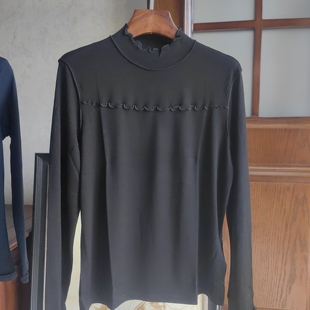 超细美丽诺纯羊毛高领木耳边打底衫 2561