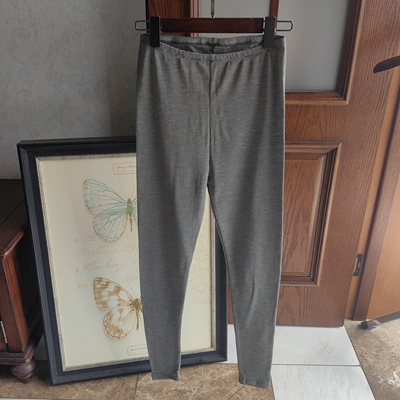 女士超细纯羊毛秋裤打底裤保暖柔软弹性好细螺纹，裤子上衣