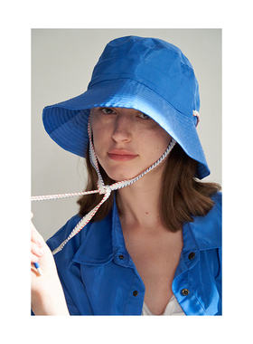 CUISUYUN独立设计师户外系列克莱因蓝光泽感系绳休闲渔夫帽