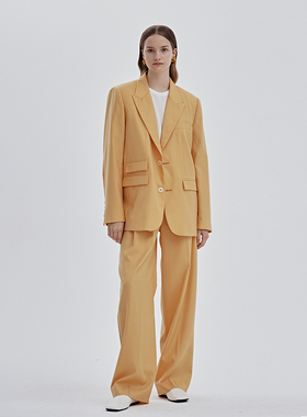 CUISUYUN独立设计师浅橙色精纺羊毛宽松廓形西装外套套装