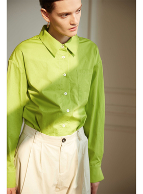 CUISUYUN独立设计师牛油果绿衬衫上衣极简