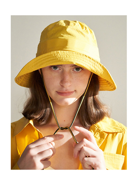 CUISUYUN独立设计师户外系列明黄色涂层面料休闲系绳渔夫帽