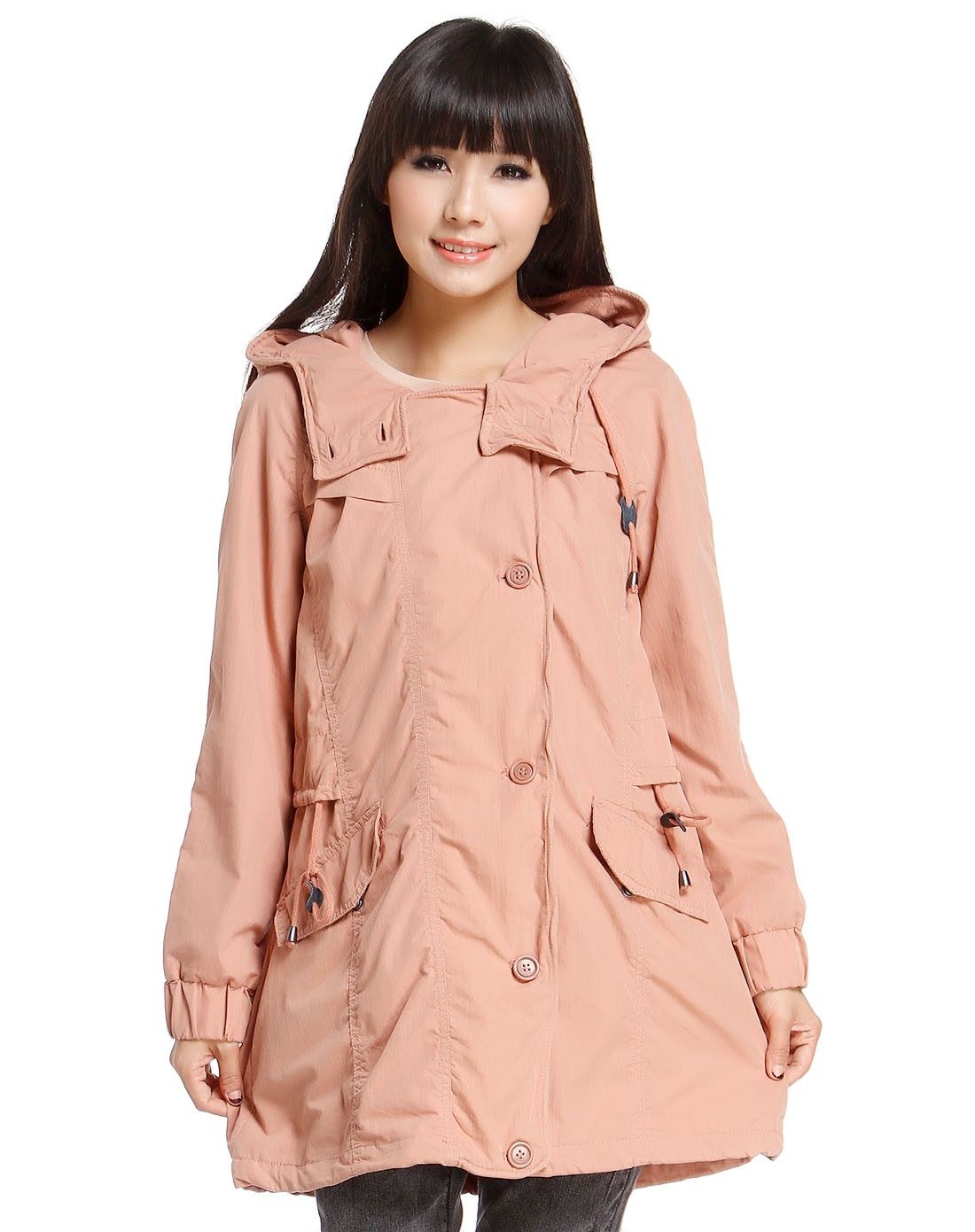 断码清仓秋款款女士棉质便服风衣外套可立领