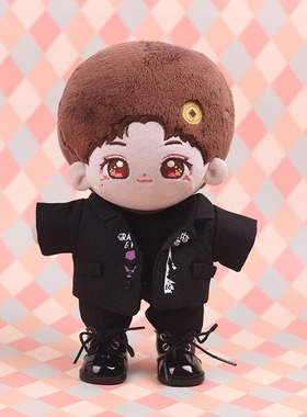 现货娃衣20cm棉花娃娃公仔mirror姜濤Keung To同款印图黑西装套装