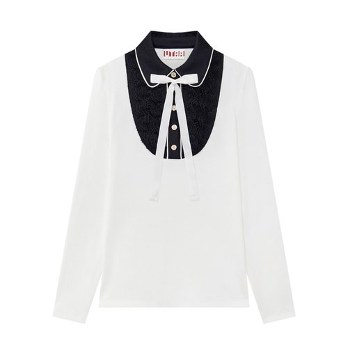 韩国代购UTAA高尔夫球服25女士秋冬时尚翻领标志配色百搭长袖T恤