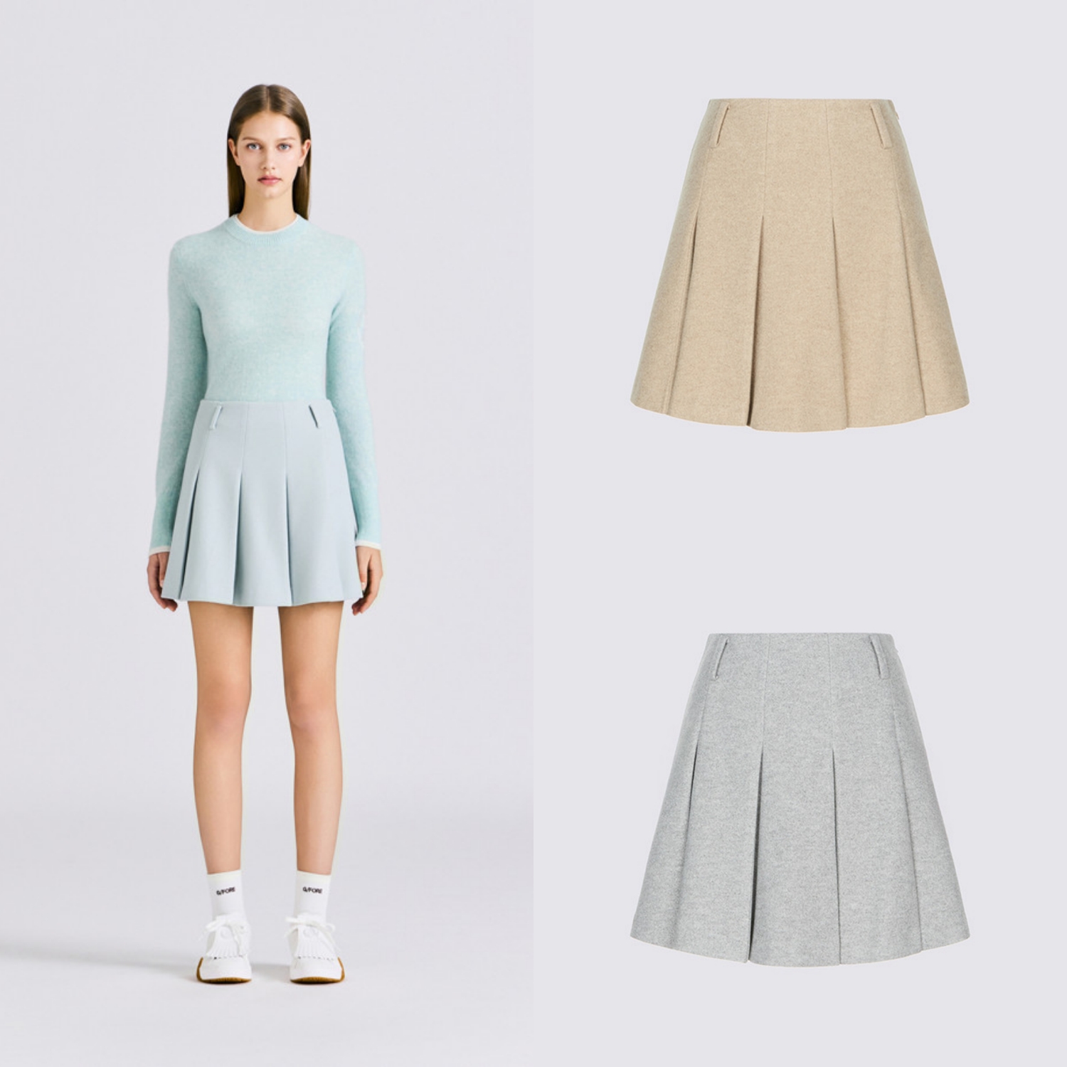 25冬季女士韩国代购G4高尔夫球服纯色时尚运动休闲加厚羊毛百褶裙