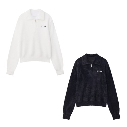 25女士秋冬韩国代购UTAA高尔夫球服保暖半拉链羊毛针织翻领套头衫