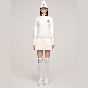 韩国代购 针织混合半拉链立领羽绒外套 UTAA高尔夫球服25年女士冬季