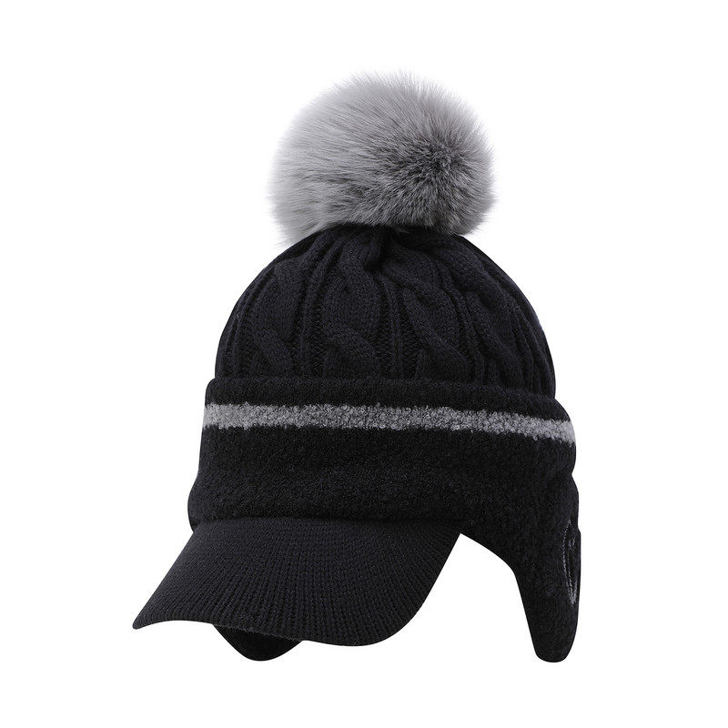 韩国代购MASTER BUNNY高尔夫球帽25女士冬季保暖毛球防风针织帽子