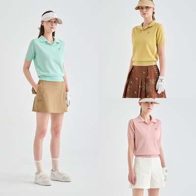 26年女士春夏韩国代购LANVINBLANC高尔夫球服翻领运动透气短袖T恤