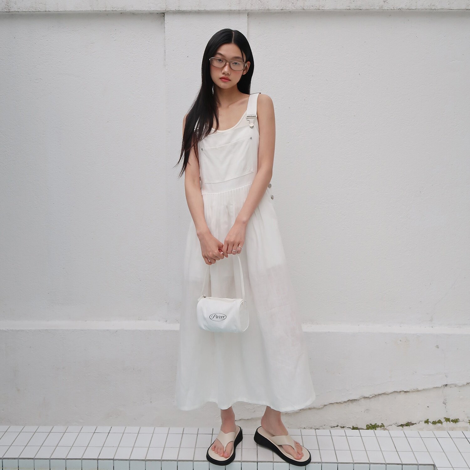 韩国代购Pivvee高尔夫球服26女士春夏休闲百搭透气无袖长款连衣裙
