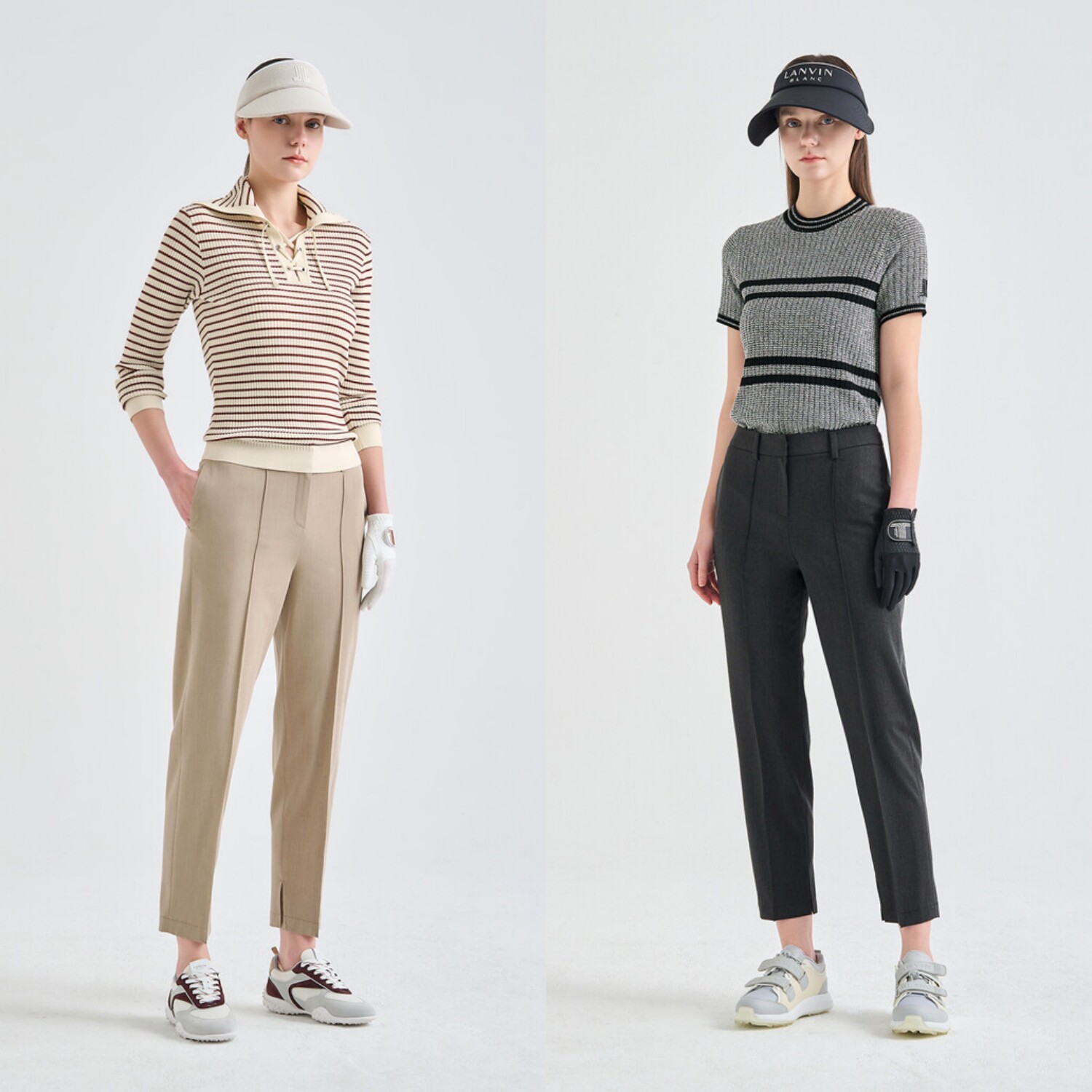 韩国代购LANVINBLANC高尔夫球服26春夏女士纯色休闲开叉运动长裤