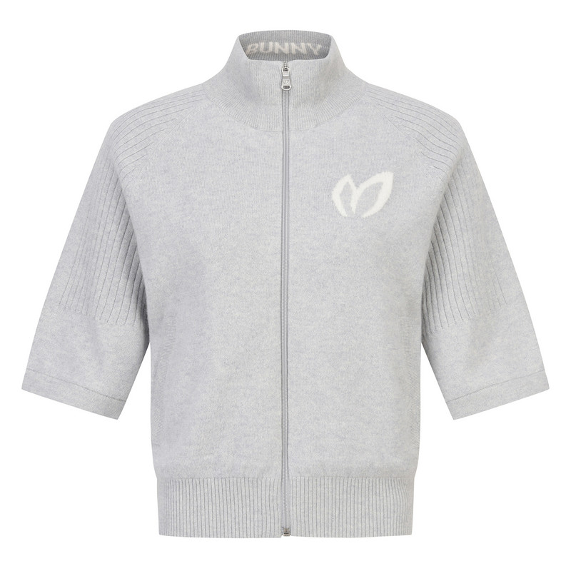 韩国代购MASTER BUNNY高尔夫球服25秋冬女士提花羊绒短袖针织开衫