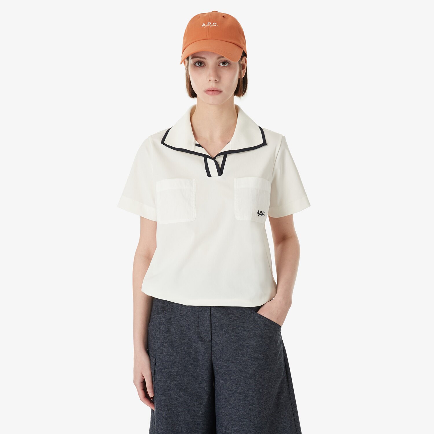 韩国正品代购APC高尔夫球服26年女士春夏休闲翻领简约运动短袖T恤