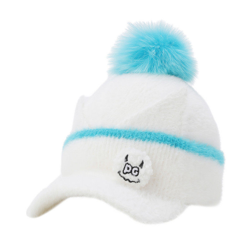 韩国代购PEARLYGATES高尔夫球帽25冬季女士运动毛绒保暖针织帽子