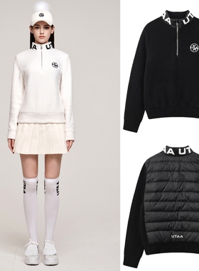 25年女士冬季韩国代购UTAA高尔夫球服针织保暖半拉链立领羽绒外套