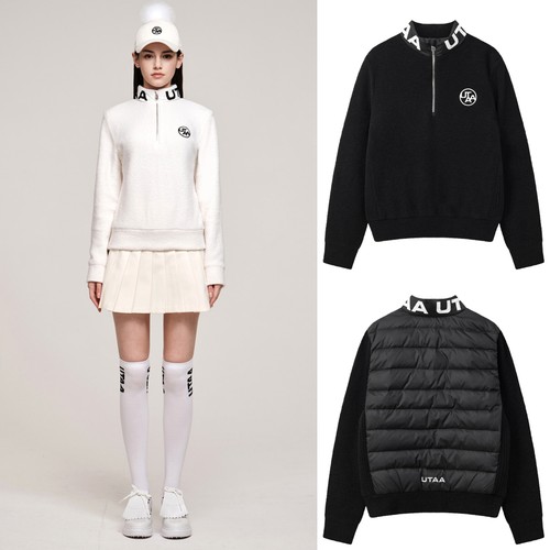 25年女士冬季韩国代购UTAA高尔夫球服针织保暖半拉链立领羽绒外套