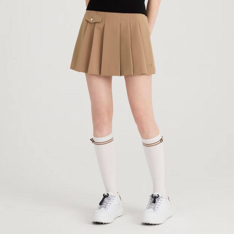 韩国代购Callaway卡拉威高尔夫球服25秋冬女简约运动百搭百褶短裙