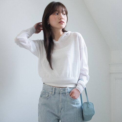 韩国代购Pivvee高尔夫球服26春夏女士休闲运动短款连帽上衣针织衫