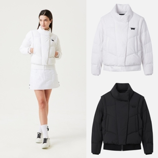 25女士冬季 PXG高尔夫球服休闲可拆卸保暖立领羽绒服夹克 韩国代购