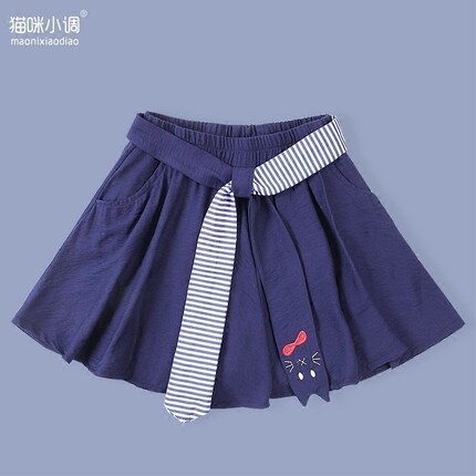 女童半身短裙韩版百褶裙裤2023新款夏装中大童蓬小孩猫咪裙学生宝