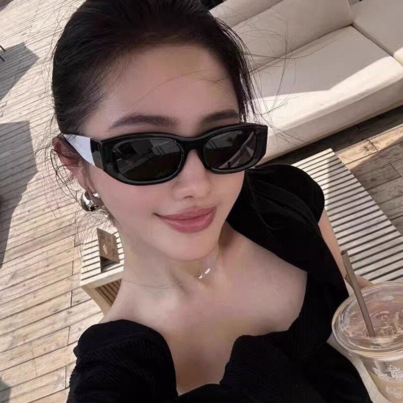 欧美高级感气质黑白拼接熊猫色墨镜女潮圆脸夏季太阳眼镜防紫外线