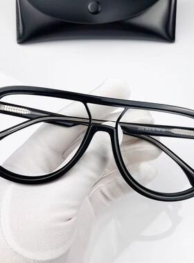 复古潮牌黑框板材眼镜架男韩版双梁大脸近视配度数防雾变色防蓝光