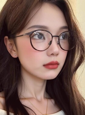 超轻小圆框眼镜女栗子棕近视有度数可配素颜小脸专用眼睛框镜架女