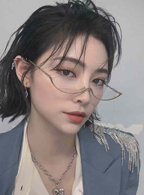 韩系显白半框眼镜框女可配近视度数素颜文艺小圆框金丝文艺眼镜架