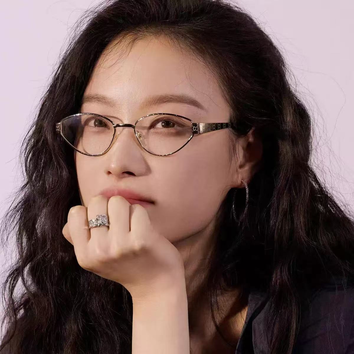 倪妮同款金属猫眼眼镜框女近视可配度数高级感素颜神器防蓝光眼镜