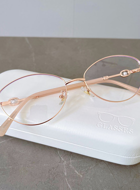 韩版金丝边猫眼窄框酒红色眼镜框女款素颜近视镜眼镜框架防蓝光潮