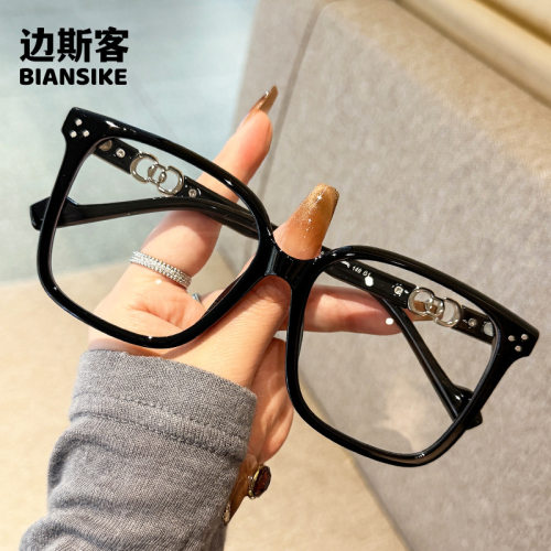 YC8048新款潮流方框防蓝光眼镜 时尚大脸显瘦装饰架 复古平光近视